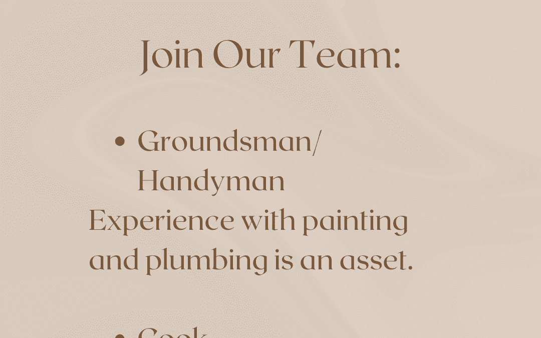 We are Hiring: Groundsman / Handyman and a Cook